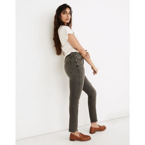 Madewell Perfect Vintage High Straight Crop Jeans Size 27 Black - Picture 2 of 14